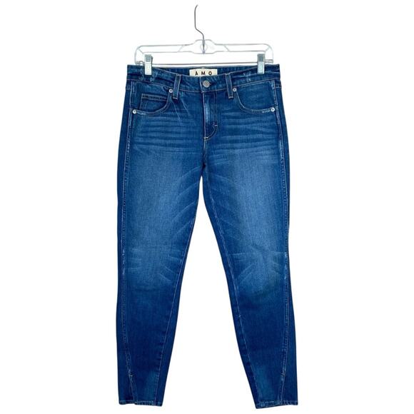 AMO Twist Cropped Jeans Slim Fit Mid Rise in Mariner Blue Size 27 Stretch Denim - Picture 1 of 11